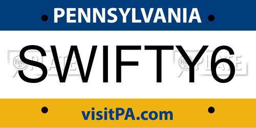 SWIFTY6 Pennsylvania License Plate
