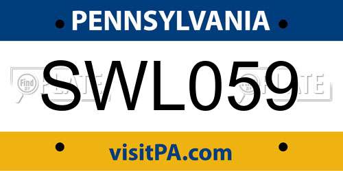 SWL059 Pennsylvania License Plate