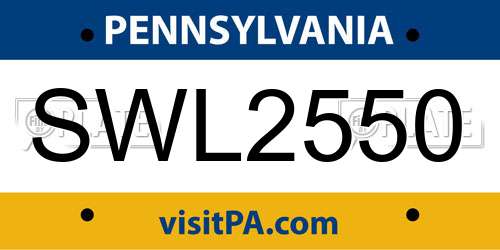 SWL2550 Pennsylvania License Plate