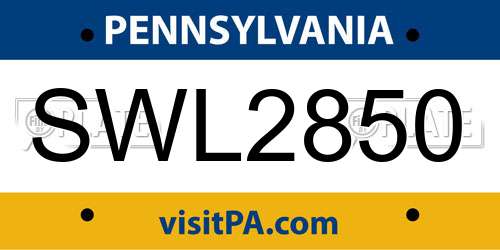 SWL2850 Pennsylvania License Plate