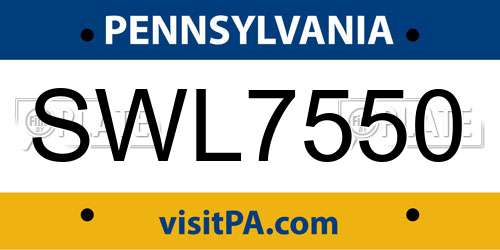 SWL7550 Pennsylvania License Plate