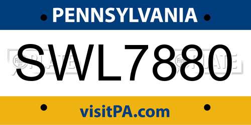 SWL7880 Pennsylvania License Plate