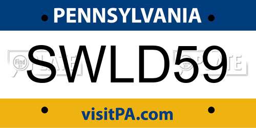 SWLD59 Pennsylvania License Plate