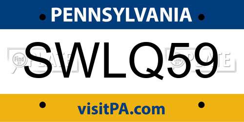 SWLQ59 Pennsylvania License Plate