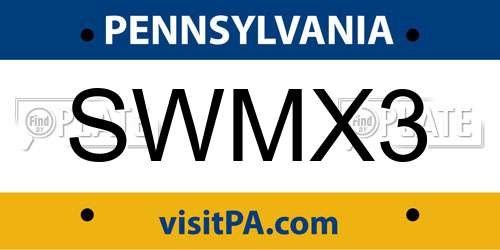 SWMX3 Pennsylvania License Plate