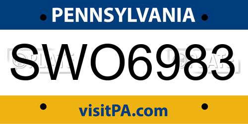 SWO6983 Pennsylvania License Plate