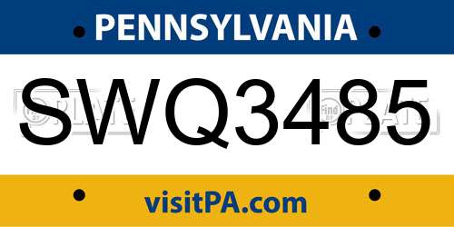 SWQ3485 Pennsylvania License Plate