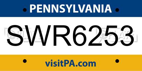 SWR6253 Pennsylvania License Plate