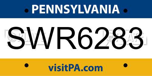 SWR6283 Pennsylvania License Plate