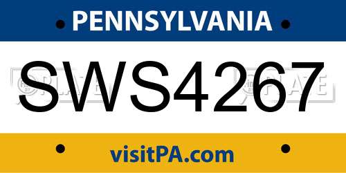 SWS4267 Pennsylvania License Plate