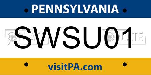 SWSU01 Pennsylvania License Plate