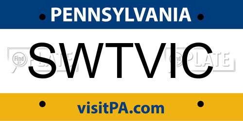 SWTVIC Pennsylvania License Plate