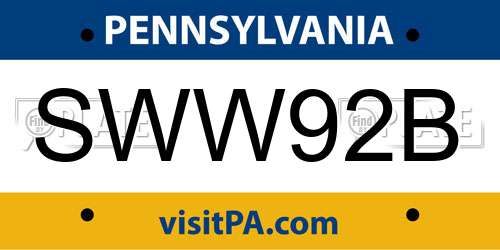 SWW92B Pennsylvania License Plate