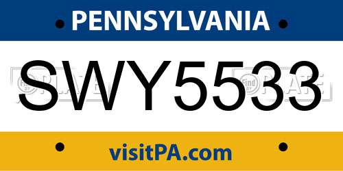 SWY5533 Pennsylvania License Plate