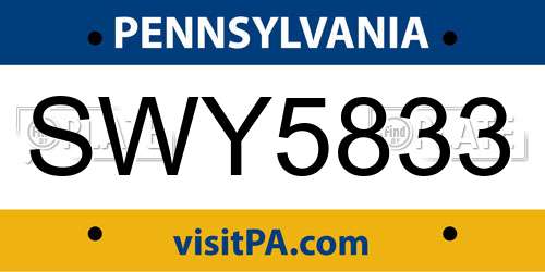SWY5833 Pennsylvania License Plate