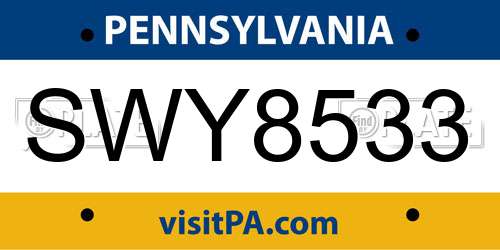 SWY8533 Pennsylvania License Plate