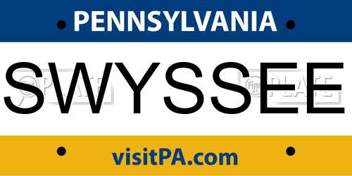 SWYSSEE Pennsylvania License Plate