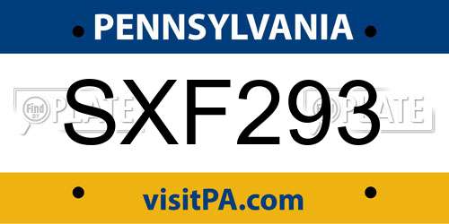 SXF293 Pennsylvania License Plate