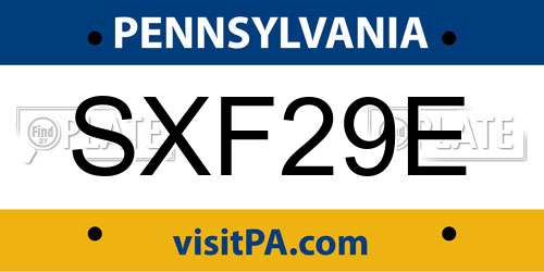 SXF29E Pennsylvania License Plate