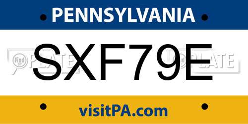 SXF79E Pennsylvania License Plate