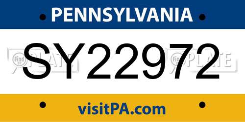 SY22972 Pennsylvania License Plate
