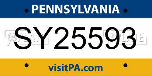 SY25593 Pennsylvania License Plate