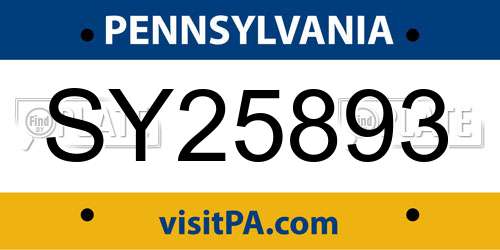 SY25893 Pennsylvania License Plate