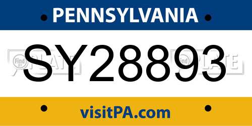 SY28893 Pennsylvania License Plate