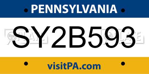 SY2B593 Pennsylvania License Plate