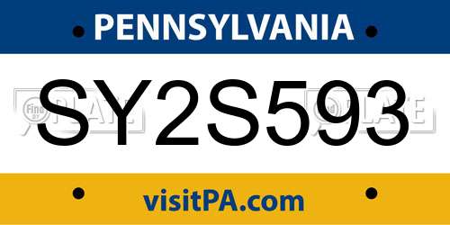 SY2S593 Pennsylvania License Plate