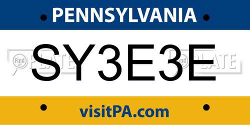 SY3E3E Pennsylvania License Plate