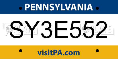 SY3E552 Pennsylvania License Plate