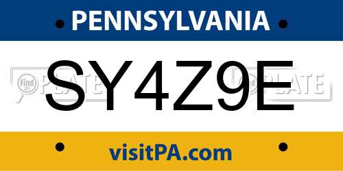 SY4Z9E Pennsylvania License Plate