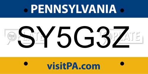 SY5G3Z Pennsylvania License Plate