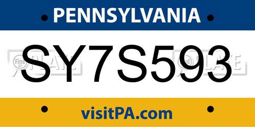 SY7S593 Pennsylvania License Plate