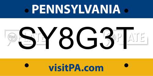 SY8G3T Pennsylvania License Plate