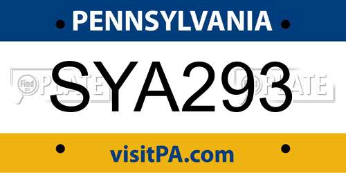 SYA293 Pennsylvania License Plate