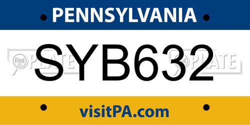 SYB632 Pennsylvania License Plate