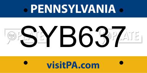 SYB637 Pennsylvania License Plate