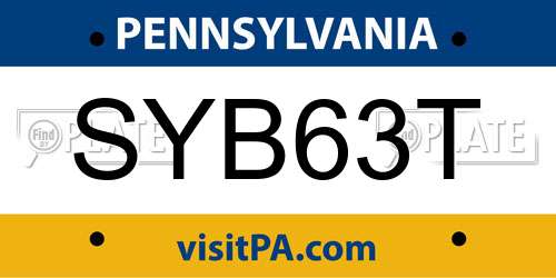 SYB63T Pennsylvania License Plate
