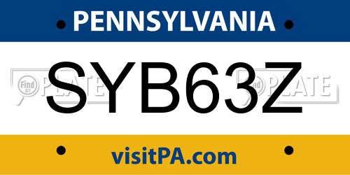 SYB63Z Pennsylvania License Plate