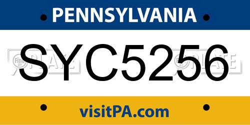 SYC5256 Pennsylvania License Plate