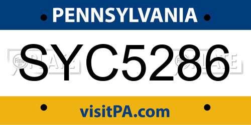 SYC5286 Pennsylvania License Plate