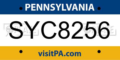 SYC8256 Pennsylvania License Plate