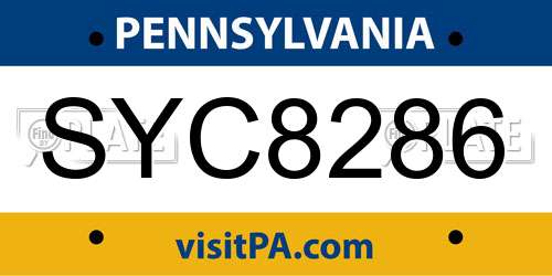 SYC8286 Pennsylvania License Plate