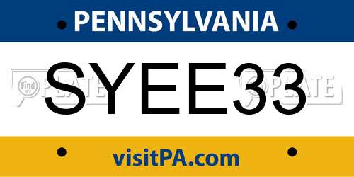 SYEE33 Pennsylvania License Plate