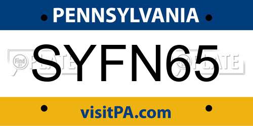 SYFN65 Pennsylvania License Plate