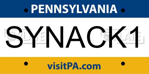 SYNACK1 Pennsylvania License Plate