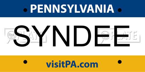 SYNDEE Pennsylvania License Plate
