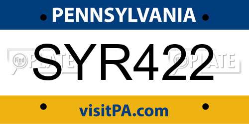 SYR422 Pennsylvania License Plate